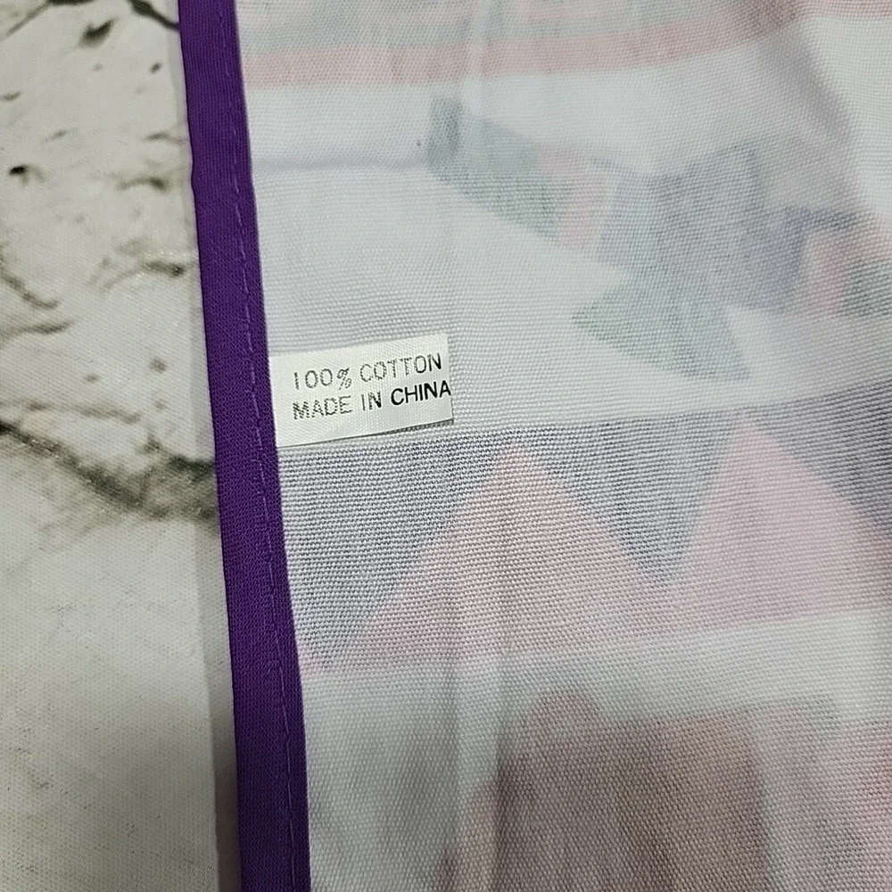 Vintage‎ ALASKA Apron Purple Inuit Arctic Print Bears Eagles 80s NOS